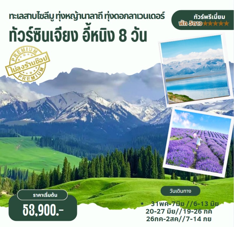 ทัวร์จีน ซินเจียง อี้หนิง ทุ่งดอกลาเวนเดอร์ 8วัน 7คืน (MU)